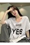 تي شيرت Yes Barcode - أبيض مطبوع كبير الحجم برقبة دائرية وأكمام قصيرة - 2