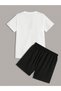 Brooklyn New York T-shirt Shorts - White Black Bottom Top Team Shorts T-shirt Combo Printed Crew Neck - 3