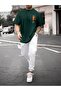 Beach T-Shirt Sweatpants Jogger - Nefti Green White Printed Tracksuit Set Oversize Crew Neck