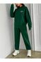 California Dream Tracksuit Set Sweatshirt Jogger - Green Printed Oversize Hooded