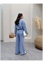 Line Patterned Linen Shirt Pants Set - 5