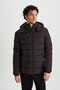 Windproof Inflatable Coat Slim Fit Slim Fit Hooded Faux Fur Lined Zippered R0216Az23Au - 4