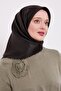 وشاح حريري من نسيج التويل مخطط باللون الكاكي - 3