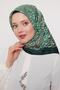 وشاح حريري بنمط تجريدي باللون الأخضر الزمردي - 3