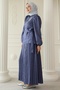 Leopard Patterned Jacquard Skirt Indigo Suit - 6