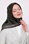 وشاح حريري بنمط الفهد مخطط باللون الكاكي - 4