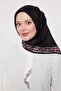 وشاح حريري طويل بإطار زهرة سوداء - 2