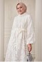 Tulle Balloon Sleeve White Dress - 4