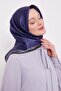وشاح حريري بنمط الفهد مخطط باللون النيلي - 3