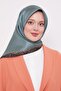 Moss Green Stripe Leopard Pattern Twill Silk Scarf - 4