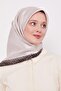 وشاح حريري من نسيج التويل بنمط الفهد المخطط باللون البيج - 2