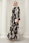 Ethnic Pattern Bitter Brown Viscose Dress with Punt on the Front - 4