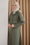 Khaki Double Suit with Buttoned Skirt - 4