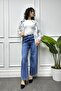 Women's Elastic Waist Lace up Wide Leg Jeans