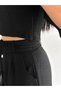 Black Square Collar Crop Blouse Bpl Leg Trousers Double Sofia Linen Set - 6