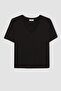 Regular Fit V-Neck Cotton Basic Short Sleeve T-Shirt M9545Az24Sp - 7