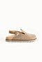 Zuri Women's Genuine Leather Single Buckle Non-Slip Sole Coconat (Tan) Slippers - 7