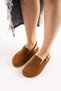 Zuri Women's Genuine Leather Single Buckle Adjustable Buckle Cinnamon Color Slippers - 5
