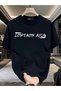 qubo Unisex Oversized Printed Cotton Crew Neck Short Sleeve BLACK T-shirt