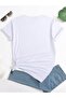 Love Patterned Butterflies T-Shirt - White Printed Oversize Crew Neck Short Sleeve Loose Fit - 2