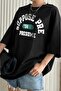 Suppose T-Shirt - Black Printed Oversize Crew Neck Short Sleeve Loose - 4