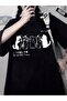 Happened Cats T-Shirt - Black Printed Oversize Crew Neck Short Sleeve Loose