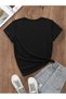 Happy Minimal Heart T-Shirt - Black Printed Oversize Crew Neck Short Sleeve Loose Fit - 2