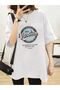 Vacation No 09 Help T-Shirt - White Printed Oversize Crew Neck Short Sleeve Loose