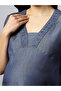 - Asymatrical denim maternity dress with side pockets - 3