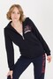 Hooded Collar Plain Navy Blue Women's Sweatshirt Gad-sk022 - 2