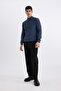 Standard Fit Regular Cut Stand Collar Half Zipper Knitwear Sweater B9286Ax23Wn - 6