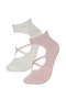 Women's 2-Piece Cotton Pilates Socks A6887Axns