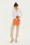 Orange U37 Canvas Fabric, 2 Compartment Front Pocket Detail, Snap Fastener Daily Hand, Arm and Shoulder Bag - 3