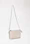Cream Shk125 Faux Leather Bead Detailed Zippered Single Compartment Chain Strap Shoulder Bag - 2