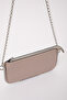 Wrinkled Textured Mink Shk125 Faux Leather Bead Detailed Zippered Single Compartment Chain Strap Shoulder Bag - 7