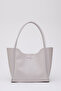 Gray Shk76 Large Size Women's Hand and Shoulder Bag with Snap Fastener Wick Strap Faux Leather Makeup Bag U:29 E: