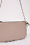Wrinkled Textured Mink Shk125 Faux Leather Bead Detailed Zippered Single Compartment Chain Strap Shoulder Bag - 5
