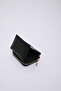 Black Shk177 Faux Leather Wallet with Coin and Paper Coin Compartment, Zip-Up, 4 Card Compartments - 5
