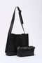 Black Shk179 Faux Leather, Single Compartment, Snap Fastener, Hand, Arm and Shoulder Bag with Makeup Bag - 2