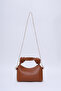 Taba Shk24 Soft Leather Knot Detailed Chain Strap Hand and Shoulder Bag L:14 W:22 W:8 Cm - 4