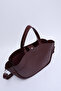 Burgundy Shk199 Faux Leather Single Compartment, Makeup Bag, Double Strap Hand. Arm and Shoulder Bag - 5