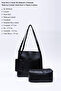 Black Shk123 Faux Leather, Snap Fasteners, Two Compartments, Wallet, Makeup Bag, Strap, Hand, Arm and Shoulder Bag - 3