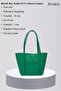 Grass Green Shk80 Faux Leather Large Size Handbag and Shoulder Bag with Front Pocket and Snap Fastener Makeup Bag - 3