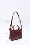 Burgundy Shk135 Faux Leather, Single Compartment, Double Strap Hand, Arm and Cross Shoulder Bag - 2