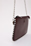 Burgundy Shk125 Faux Leather Bead Detailed Zippered Single Compartment Chain Strap Shoulder Bag - 4