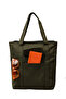 Khaki Green Shk20 4 Compartment Zippered Canvas Fabric Daily Women's Shoulder Bag E:36 L:33 W:7 cm - 2