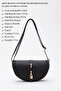 Black Shk92 Lock Detailed Faux Leather Single Compartment Snap Fastener Hand, Arm and Shoulder Bag L:15 E:25 W:6 cm - 3