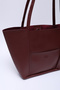 Burgundy Shk80 Faux Leather Large Size Shoulder Bag with Front Pocket and Snap Fastener Makeup Bag - 4