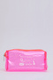 Pink Shk104 Rectangular Transparent PVC Multi-Purpose Travel & Makeup Bag L:8 E:19 W:8 cm