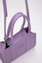 Lilac Shk83 Faux Leather Single Compartment Zippered Double Strap Hand, Arm and Shoulder Bag L:17 E:27 W:10 - 6